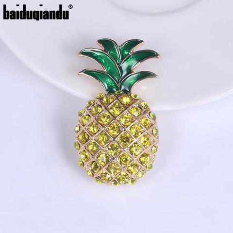 baiduqiandu Brand High Quality Yellow Rhinestones Pave Pineapple Brooch Pins for Women ► Photo 1/3