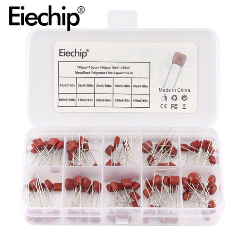 100pcs/lot 10nF~470nF Metallized Polyester Film Capacitors Assortment Kit High precision and stability samples CBB capacitor set ► Photo 1/5