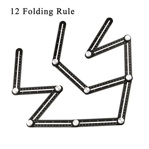 4/6/12 fold Tile Hole Locator Aluminium Alloy Angle Ruler Finder Slide Folding Measuring Ruler Protractor Angular Template ► Photo 1/6