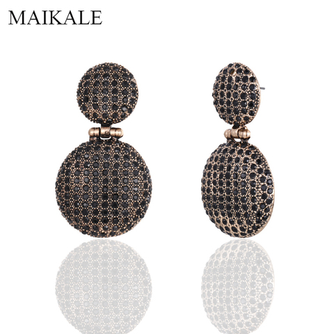 MAIKALE Vintage Big Round Zinc Alloy Dangle occident Earrings Hanging Rhinestone Drop Earring For Women Jewelry Classic Gifts ► Photo 1/6