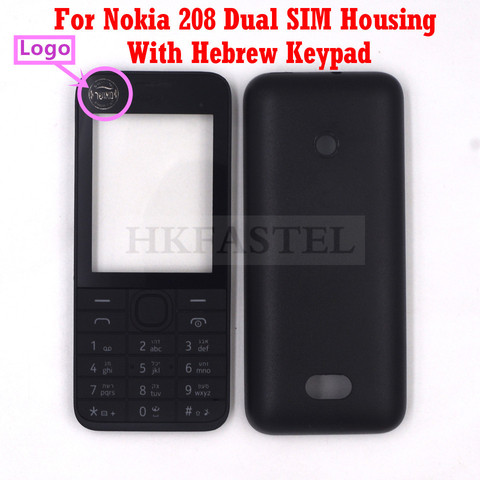 New Single Card 208 Cover For Nokia 208 Mobile Phone Dual SIM Card Housing  Case + Engilish / Russian / Hebrew Keypad ► Photo 1/6