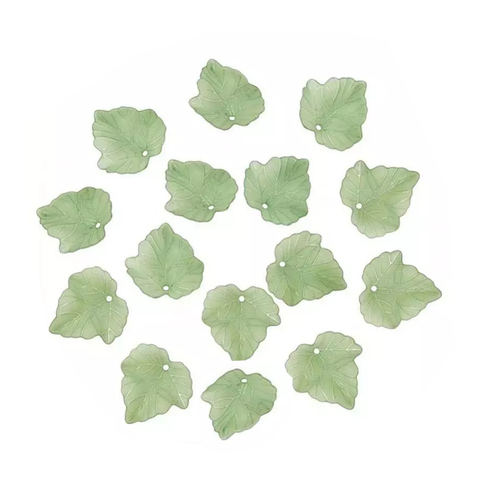 100pcs Transparent Frosted Acrylic Green Leaf Pendants for necklace Charms Bracelet jewelry DIY making 24x22.5x3mm F80 ► Photo 1/6