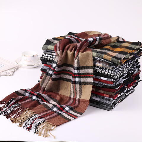 Fashion Winter Scarf Women Warm Plaid Scarf Men Cashmere Scarves pashmina Tippet Long Shawl Wrap Blanket Drop Shipping ► Photo 1/6