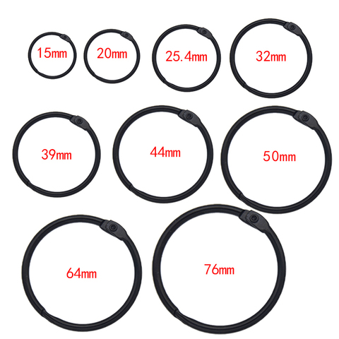 High Quality 2/3/5/10Pcs black Metal Ring Binder 15-76mm DIY Loose-leaf Book Hoops Opening Office Binding Supplie Photo Albums ► Photo 1/6