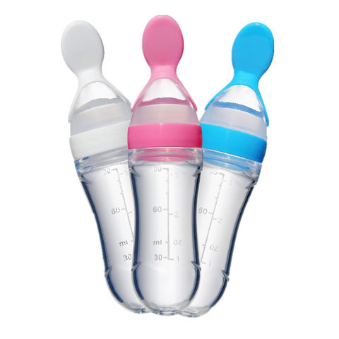 Squeezing Feeding Bottle Silicone Newborn Baby Training Rice Spoon Infant Cereal Food Supplement Feeder Safe Tableware Tools ► Photo 1/1