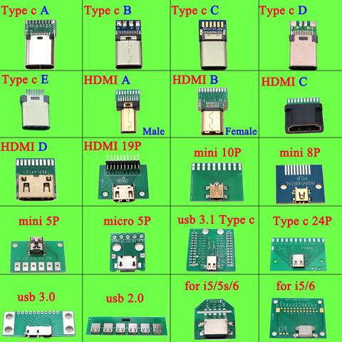 For iPhone Mini Micro USB to DIP Adapter PCB Test Board USB 2.0 3.0 3.1 Type-C HDMI Breadboard ► Photo 1/6