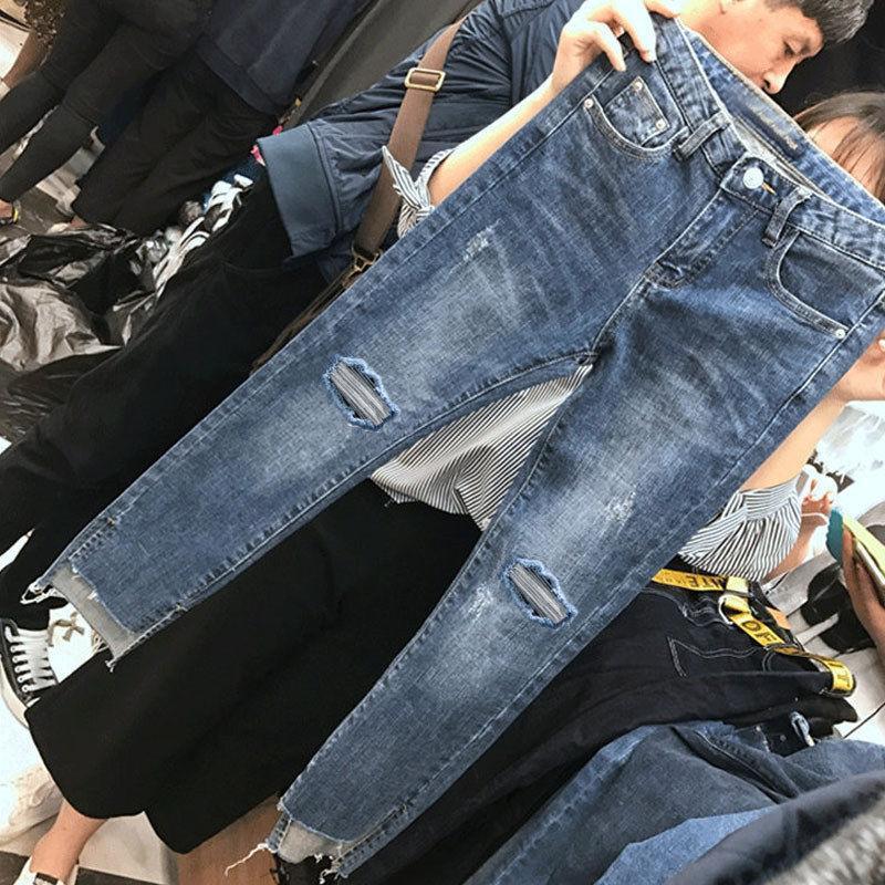 Women Denim Skinny Trousers Ripped Jeans For Women Hole Vintage Pencil Pants High Elasticity Stretch Trousers ► Photo 1/6