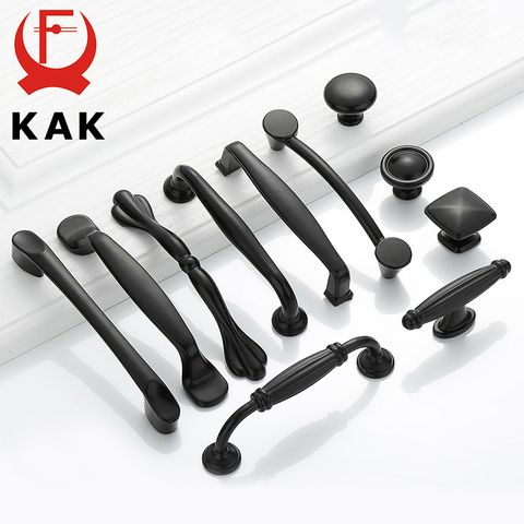 KAK American Style Black Cabinet Handles Solid Aluminum Alloy Kitchen Cupboard Pulls Drawer Knobs Furniture Handle Hardware ► Photo 1/6