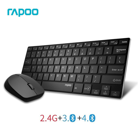Rapoo Multi-mode Wireless Keyboard mouse Combos Switch Between Bluetooth & RT 2.4G Connects to 3 Devices,Thin Al-alloy Keypad ► Photo 1/6