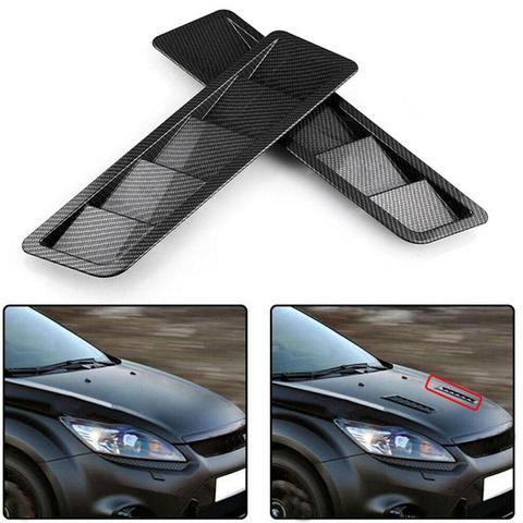 1 Pair Universal Carbon Fiber Style Hood Vents For Vehicles Air Flow Intake Decorative Scoop Bonnet Vent Hood Cover Hood Scoop ► Photo 1/6