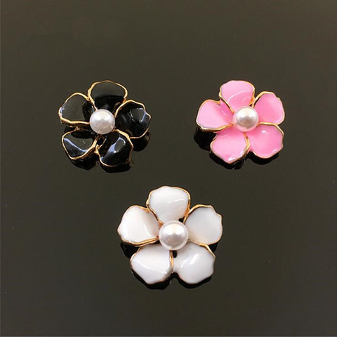 10Pcs/lot Pearl Center Flatback Metal Flower Buttons For Handicraft Bowknot Flower Decoration DIY Craft Supplies ► Photo 1/5