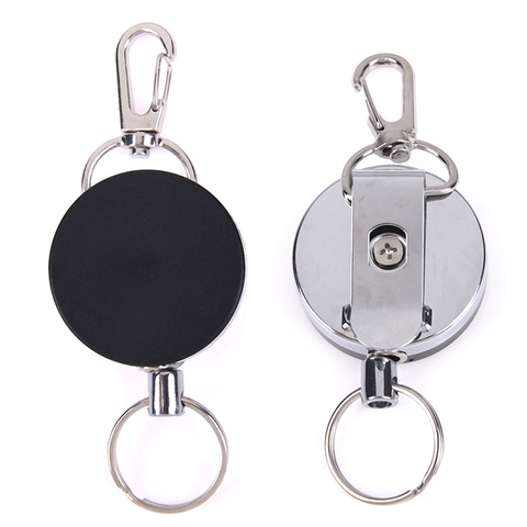 1PCS Retractable keychain Resilience Steel Wire Rope Elastic Casual Stainless Steel Badge Reel Retractable Key Ring ► Photo 1/6
