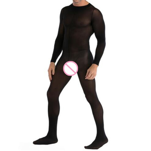 Body Hose Men's Bodystocking Seamless Sleepwear Sexy Body Lingerie Crotchless Bodysuit Men Pantyhose Long sleeves Underwear ► Photo 1/4