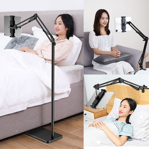 140cm Double Pole Foldable Arm Floor Tablet Stand for 5-12.9 Inch Phone tablet Lounger Bed mount Holder for iPhone IPad pro12.9 ► Photo 1/6