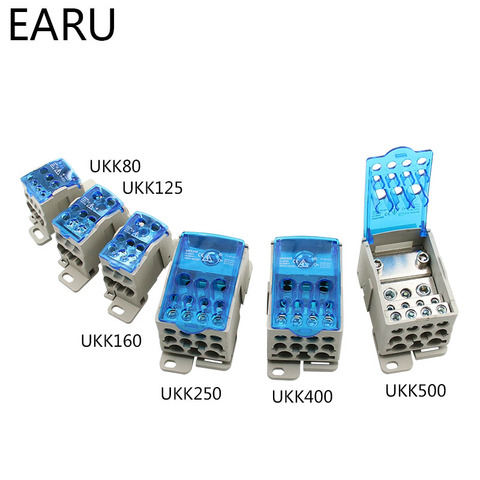UKK80A 125A 160A 250A 400A 500A Terminal Block 1 in many Out Din Rail Distribution Box Universal Electric Wire Connector Heavy ► Photo 1/6