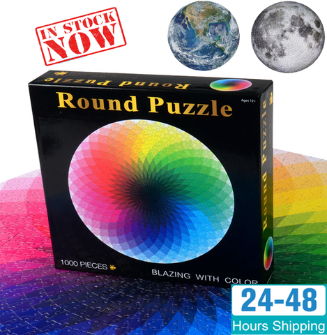 In stock 1000 pcs/set Colorful Rainbow Round Geometrical Photopuzzle Adult Kids DIY Educational Toy Jigsaw Puzzle Paper ► Photo 1/6