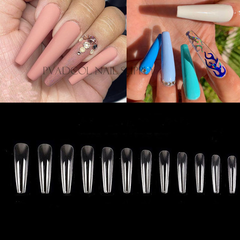 XXL Extra Long Tapered Coffin False Nail Tips Transparent Full Cover Nails  Manicure Art Extension Tools - Price history & Review, AliExpress Seller - Pink  Nail Supplies Store
