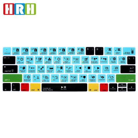 HRH DaVinci Resolve Hotkey Function Shortcut Silicone Keyboard Cover for Macbook Pro 13