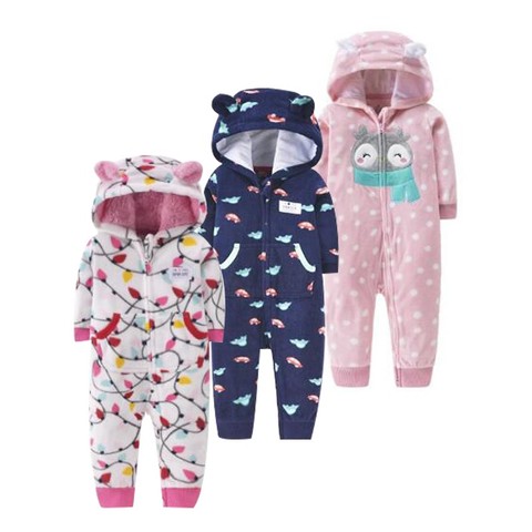 Winter New Baby Rompers Newborn Cartoon With Hooded Long Sleeve Fleece Jumpsuits Boys Girls Outwear Zipper Warm Infant Costume ► Photo 1/6