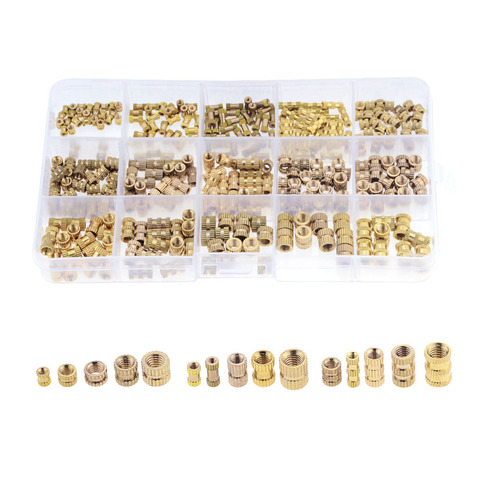 330PCS/Box M2 M3 M4 M5 Brass Insert Nut Injection Molding Brass Knurled Thread Inserts Nuts Assortment Kit M2*4 M3*8 M4*6  M5*10 ► Photo 1/6