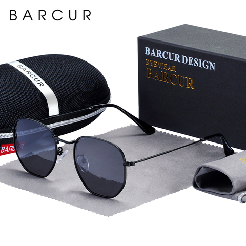 BARCUR Retro Reflective Sunglasses Classic Man Minimalist Stainlesss Steel Frame Eyewear Sun Glasses Women Oculos De Sol ► Photo 1/6