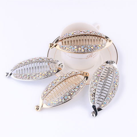 2022 Fashion Banana Shape Hair Claws Rhinestone Fish Clip Hairpins Hair Accessories For Women Hair Clip Clamp DIY Accessories ► Photo 1/6