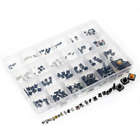 250PCS/Box Micro Switch Assorted Push Button Tact Switches Reset 25Types Mini Leaf Switch SMD DIP 2*4 3*6 4*4 6*6 Diy Kit ► Photo 1/4