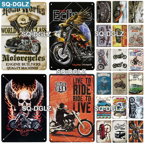 [SQ-DGLZ]Motorcycles/Ride Metal Sign Vintage Metal Plates Cafe Pub Club Home Wall Decor Tin Signs Retro Plaque ► Photo 1/6