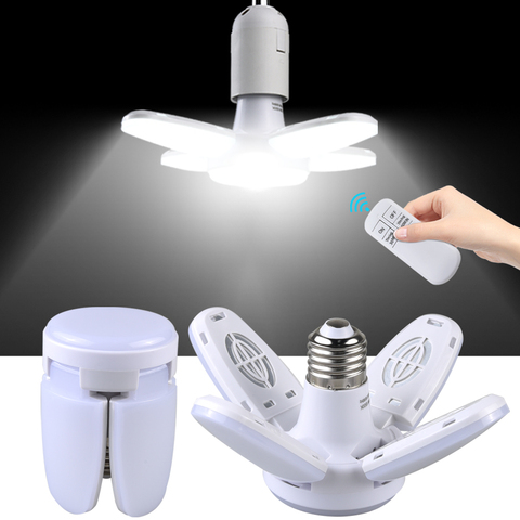E27 LED Bulb Fan Blade Timing Lamp AC85-265V 28W Foldable Led Light Bulb Lampada For Home Ceiling Light With Remote Controller ► Photo 1/6