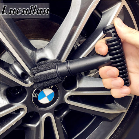 Lucullan Black Car Wash Embedded Tire Screw Brush Lug Nut Wheel  Cleaning Tools With 5 Extra Sponges ► Photo 1/6