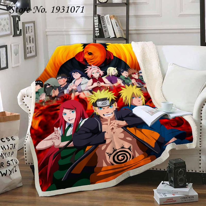 Naruto0 3D Printed Throw Blanket Plush Sofa Bed Sherpa Fleece Blanket Teens Gift 