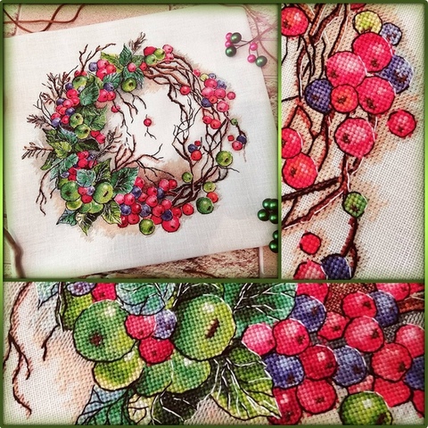 Cross Stitch Kit Packages Counted Cross-Stitching Kits New NOT PRINTED Cross stich Painting Christmas Wreath ► Photo 1/6