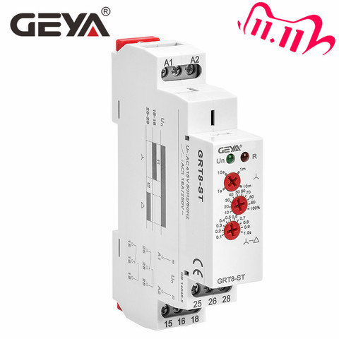 Free Shipping GEYA GRT8-ST Delay on Motor Star Delta Timer Soft starter AC230V 415V  AC/DC12V-240V Delta Relay Motor Starter ► Photo 1/6