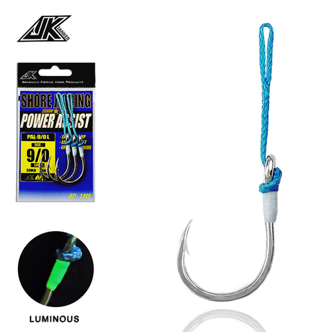 JK PAL-L Assist Spoon Saltwater 1/0-11/0 4X Circle Fishing Hooks Glow Wrap PE Blue Line high quality Sea Bait Fishing Fishhook ► Photo 1/6