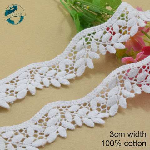 3cm wide 100% Cotton embroid lace sewing ribbon guipure trim wedding decoration DIY dolls colthes Accessories lace edge#3998 ► Photo 1/5