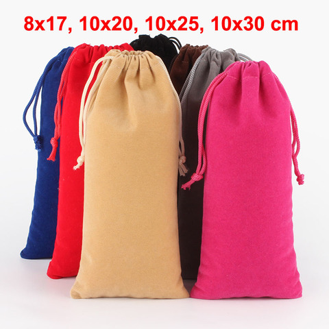 10pcs/lot 8x17, 10x20, 10x25, 10x30 cm Multicolours Rectangle Velvet Drawstring Pouch Bag Gift Packaging Bags Can Customize Logo ► Photo 1/6