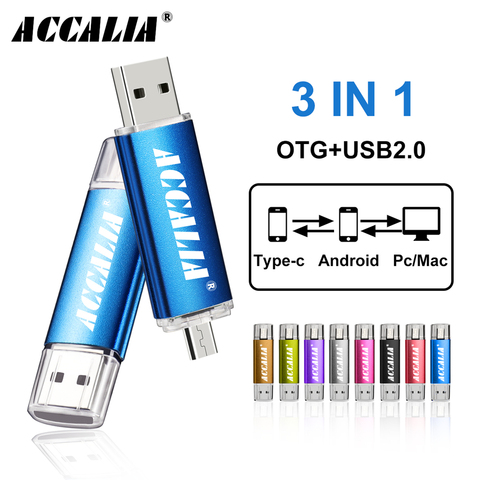 metal OTG 3 IN 1 Type-C pen drive 64GB flash usb memory 8GB pendrive 16GB 32GB usb flash drive 128GB OTG cle usb stick pen gift ► Photo 1/6