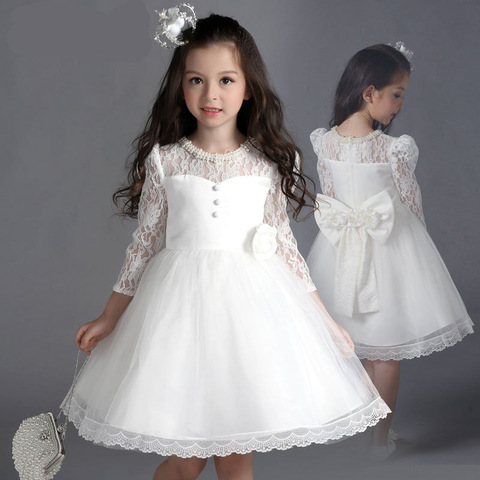 Princess Girls Lace Flower Wedding Party Dresses Children Kids Elegant Ball Gown Dress Vestidos Baby Christmas Children Clothing ► Photo 1/4