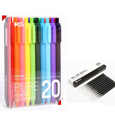 KACO Sign Pen 20 Colors pens 0.5mm Refill ABS Plastic Write Length 400m + 10pcs 0.5MM Refills(Black/Red/Blue) ► Photo 1/6