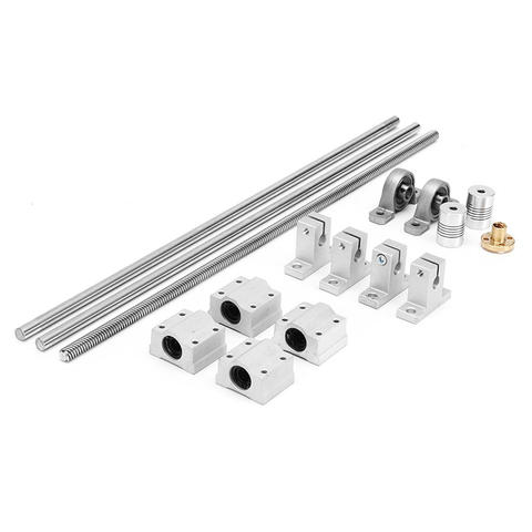 Linear Rail Shaft Rod Set Guide T8 Dual Lead Screw Slider Coupling Bearings Support Block CNC Part 200 250 300 350 400 500mm ► Photo 1/6