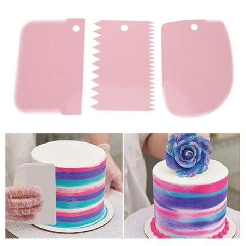 3Pcs Plastic Scraper Bakeware Dough Icing Fondant Cake Decorating Pastry Tools