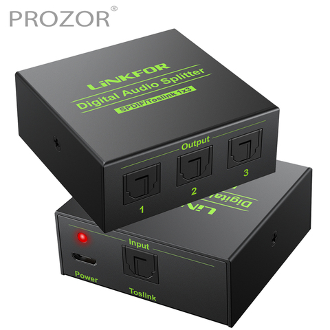 PROZOR Spdif Toslink Optical Digital Audio Splitter 3 Way For LPCM 2.0 DTS Dolby-AC3 1 input 3 Outputs For HDTV Power Amplifier ► Photo 1/6