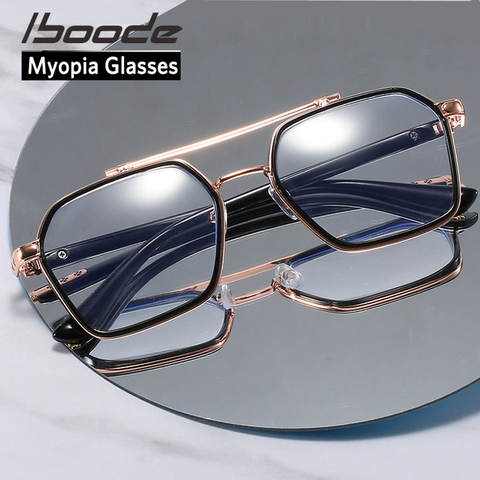 iboode Brand Men Classic Myopia Glasses Parallel Bar Prescription Glasses Frames Optical Eyewear -1.0 -1.5 -2.0 -2.5 -3.0 -3.5 ► Photo 1/6