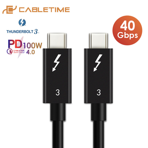 CABLETIME USB C Cable Thunderbolt 3 Certified Type C to USB C PD Cable Super Charge 40Gbps 100W for Laptop Matebook Air Pro C274 ► Photo 1/6