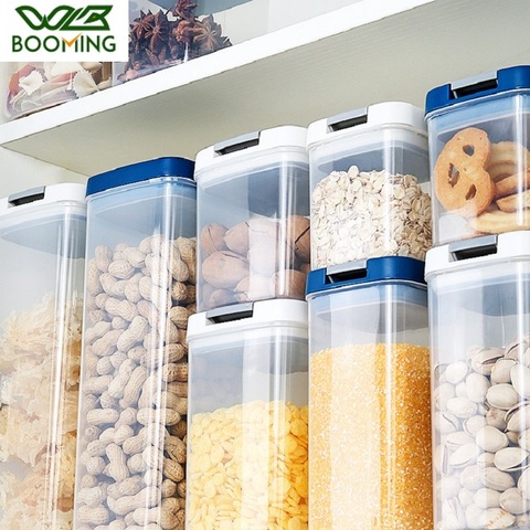 WBBOOMING 3 Different Capacity Plastic Sealed Cans Kitchen Storage Box Transparent Food Canister Keep Fresh New Clear Container ► Photo 1/6