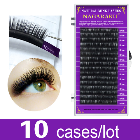 NAGARAKU 10 cases/lot High quality mink eyelash extension individual eyelashes natural eyelashes make up fake false eyelashes ► Photo 1/6