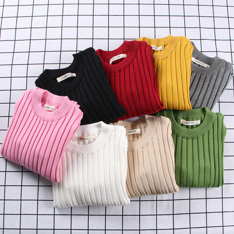 Autumn Spring Children's Knitted Round collar  Candy Colors Children Spring Clothes Girls Sweater Knitted Pullovers Sweater ► Photo 1/6