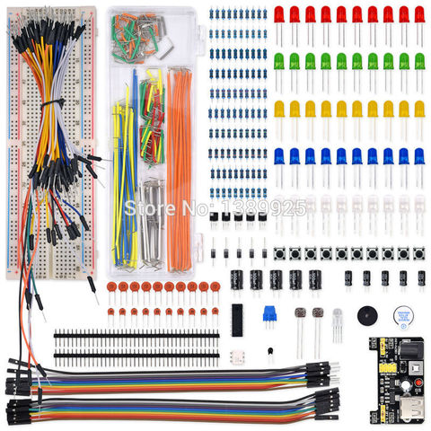 Electronics Component Basic Starter Kit with 830-points Breadboard Cable Resistor Capacitor LED Potentiometer ► Photo 1/3