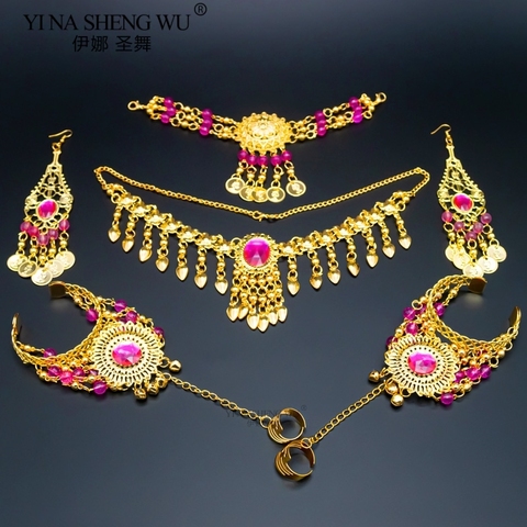 Indian belly dancing accessories set women belly dance Rhinestone necklace earrings jewelry set belly dance accessory wholesale ► Photo 1/6