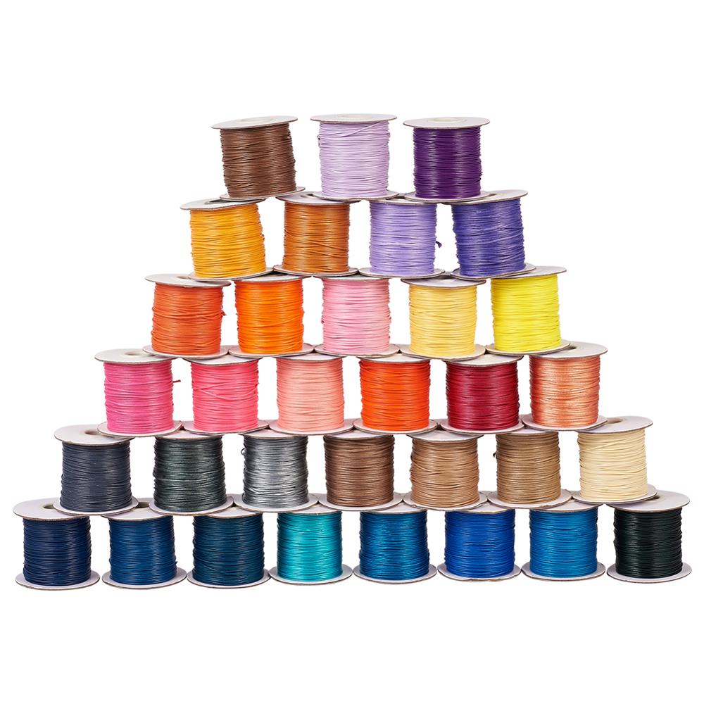 93 Yards Korean Waxed Cord String Thread 1mm for Bracelet Necklace Various Color 